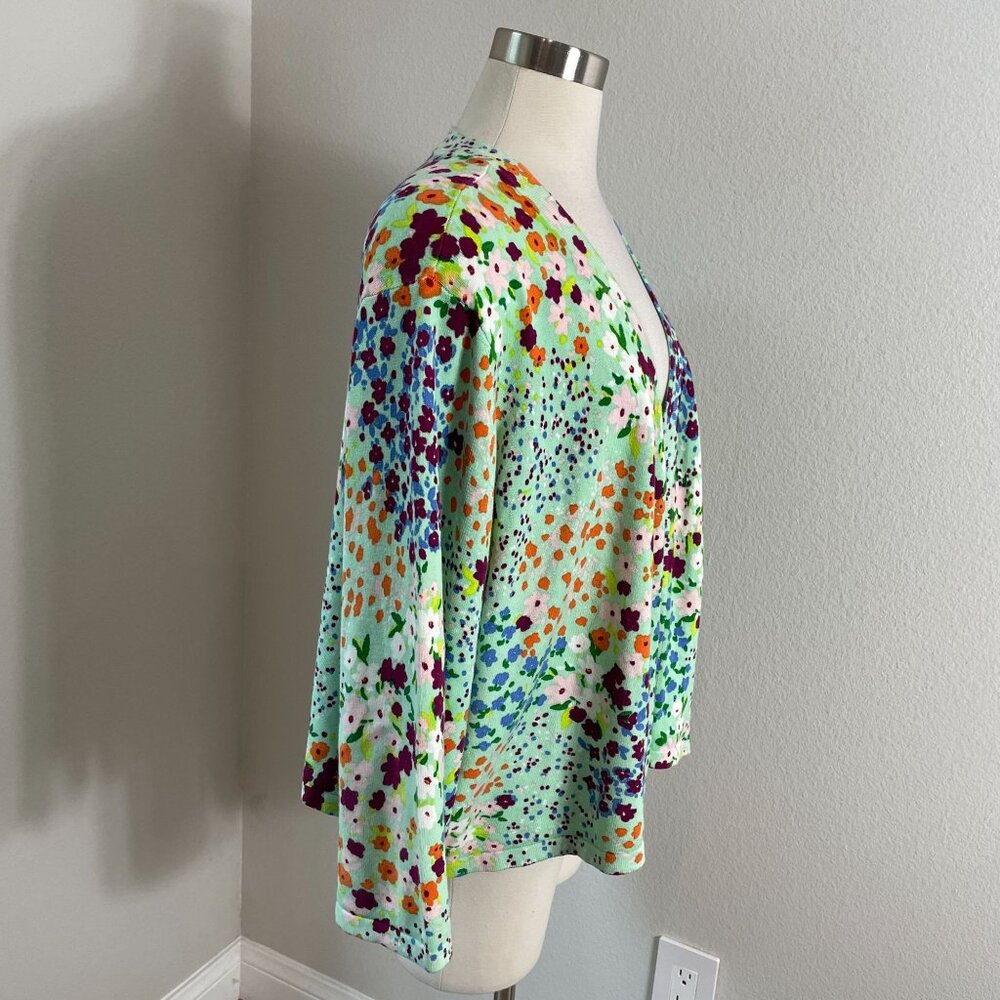 Isaac Mizrahi‎ Live! Womens Plus 4X Floral Open Cardigan Colorful Bolero Knit - Picture 3 of 12